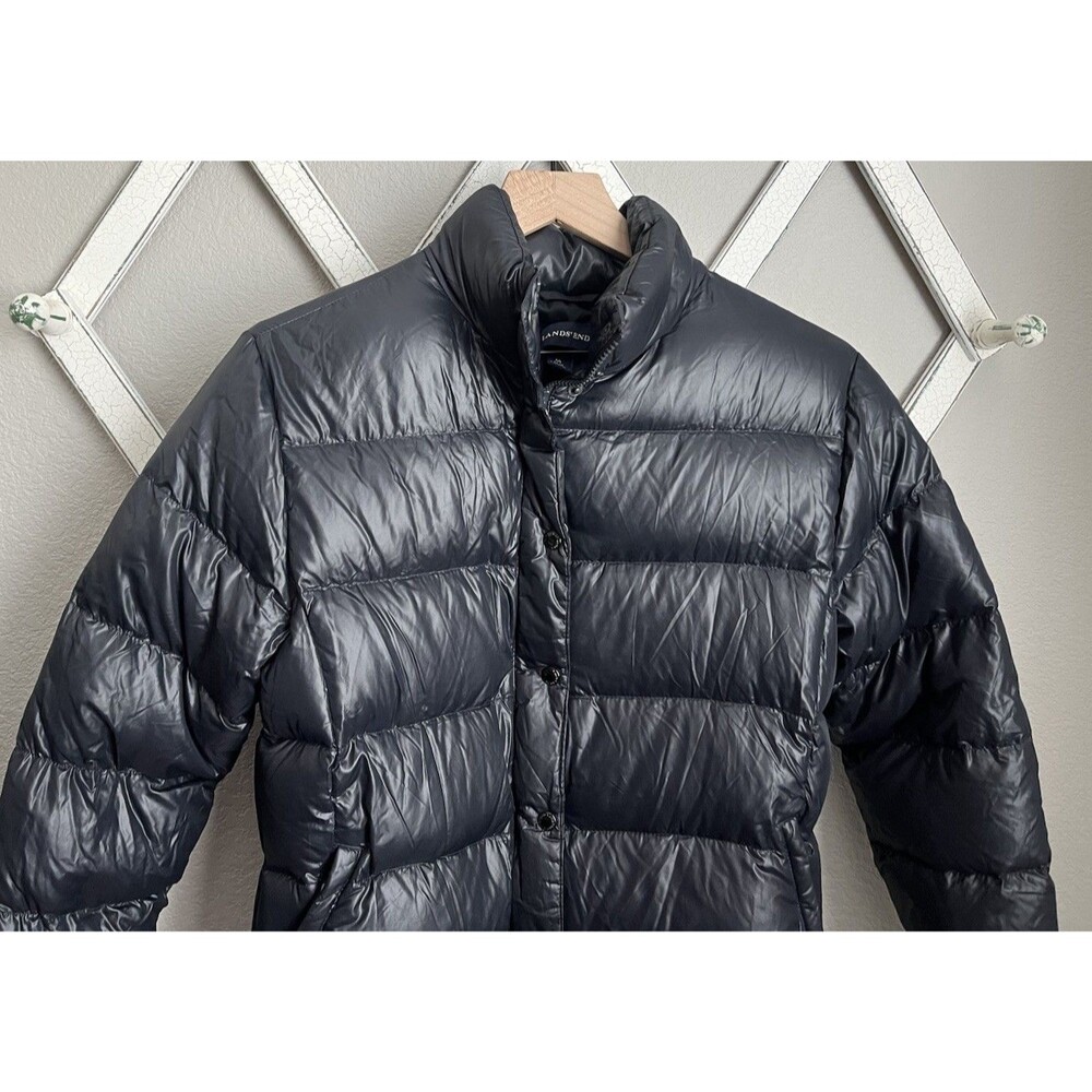 Lands' End Women's M 10/12 Down Puffer Jacket - Black - Picture 2 of 7